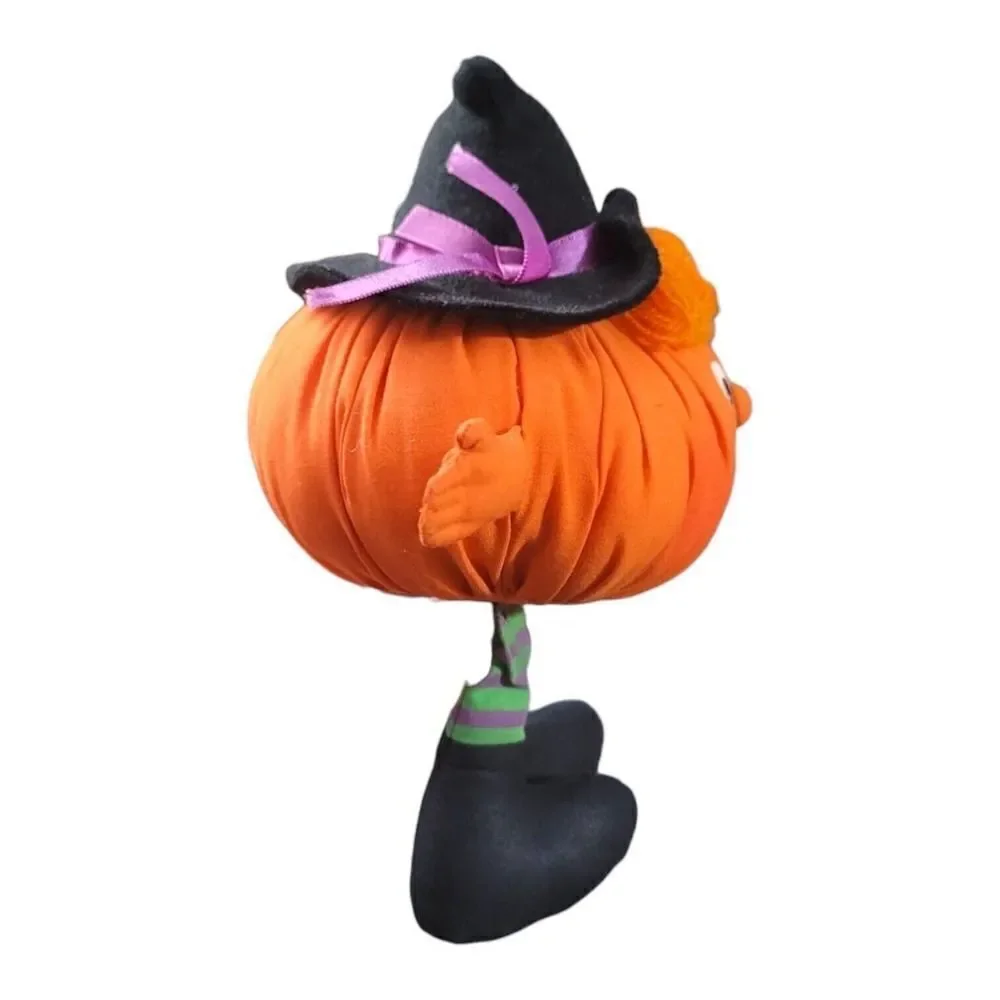 VTG Halloween Pumpkin Witch Hallmark Shelf Sitter Bean Bag Holiday Decor 1982